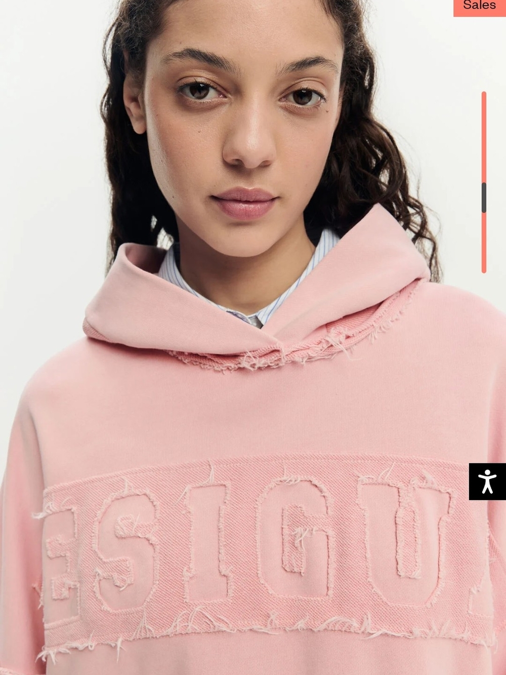 Desigual Pink Distressed Logo Hoodie